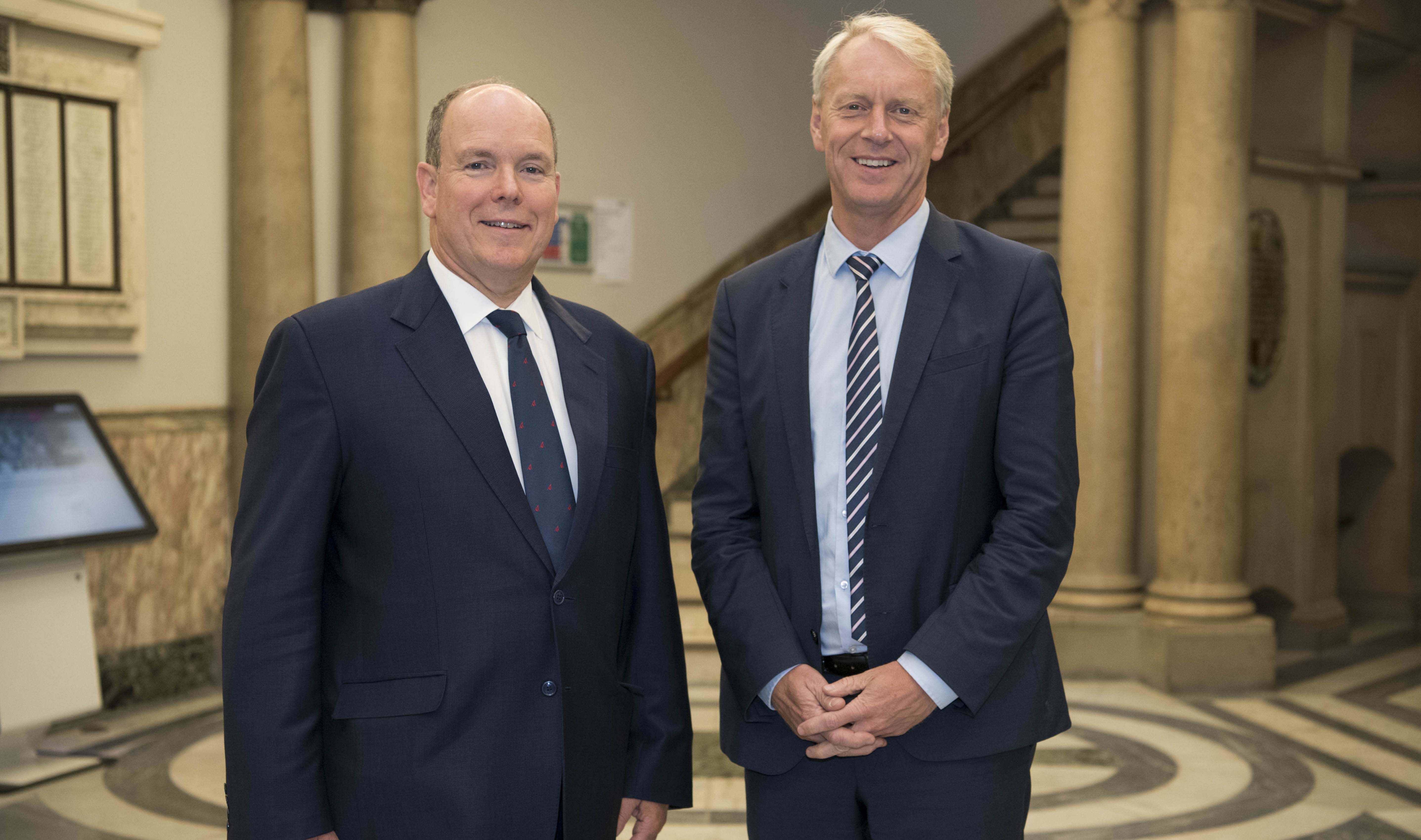 His Serene Highness Prince Albert II of Monaco with Newcastle University Vice-Chancellor and President, Professor Chris Day standard